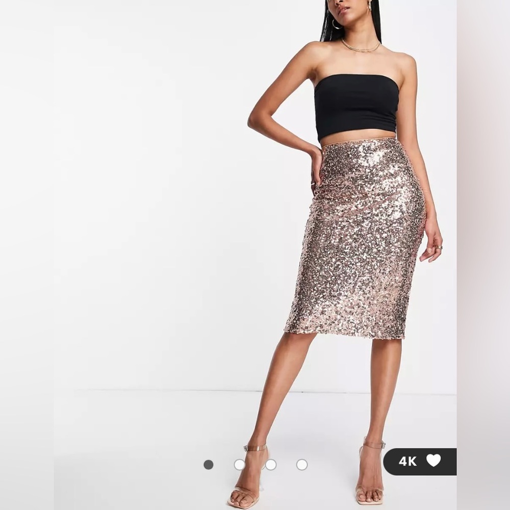 ASOS Sequin Midi Pencil Skirt in Rose Pink, size 6